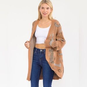 Entro Women's Tan Cowgirl Cardigan Sweater